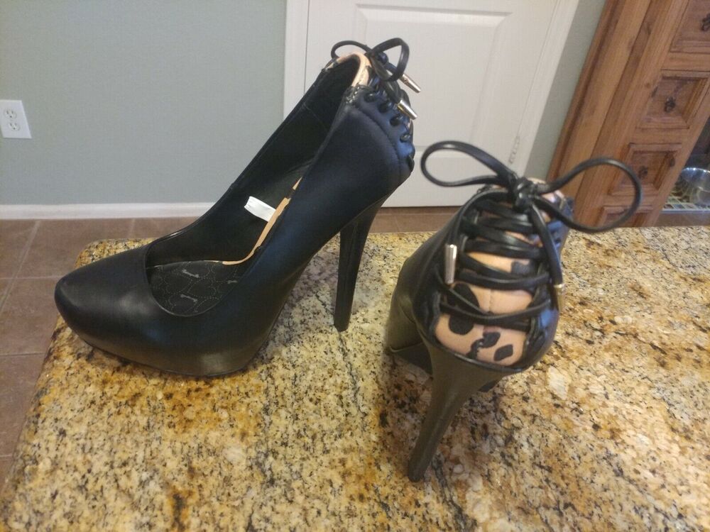 Betseyville Betsey Johnson Women's Retro Pinup Lace Up Bow Heels 7.5M CUTE NEW